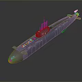 Detailed Gray Military Submarine Model With Tower Antennas And Hull Design