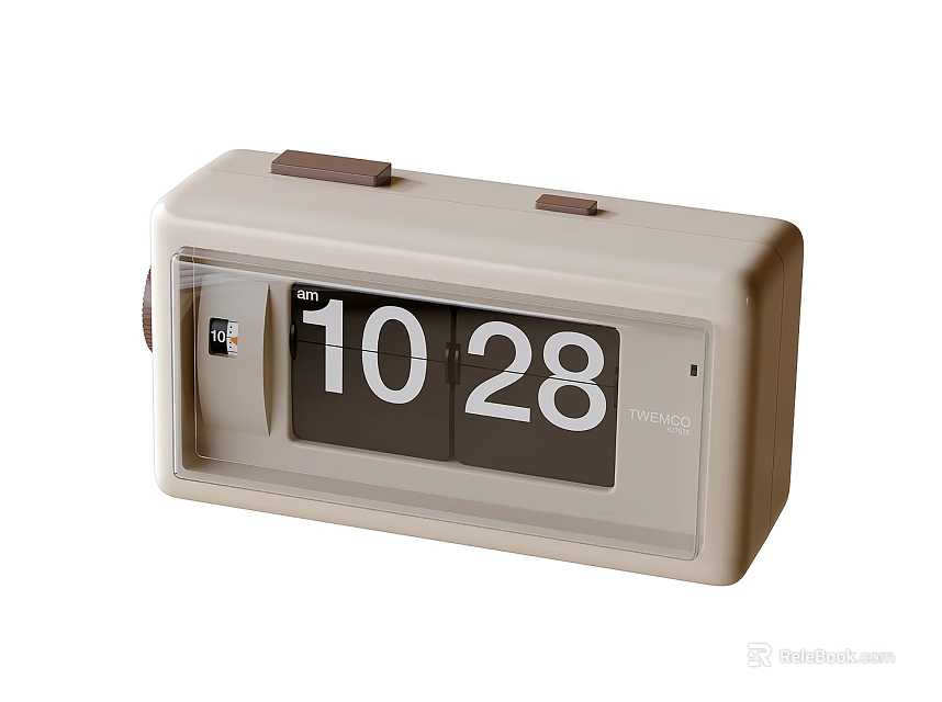 Beige TIMEO Flip Clock Showing Time 1028 with Vintage Classic Design 3d model 