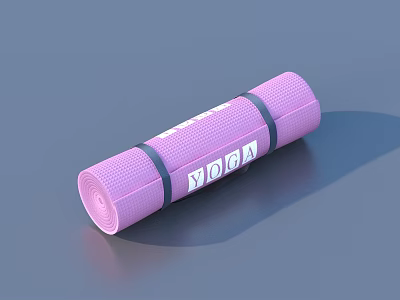 Pink Rolled Up Yoga Mat With YOGA Text For Daily Use Essentials 3d model