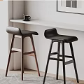 Modern Leather Bar Stools With Sleek Design And Contrasting Frame Colors 3d model