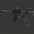 Modern Tactical Submachine Gun With Metallic Finish Green Grip And Detailed Components