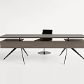 Modern Minimalist Wooden Desk with Black Metal Legs and Matching Black Chair