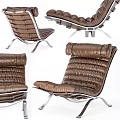 Modern Black Leather Lounge Chair With Metal Frame And Comfortable Design