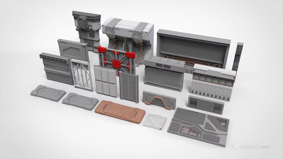 Space and Aerospace Vehicle Structural Components With Modular Panels And Assembly Parts 3d model 