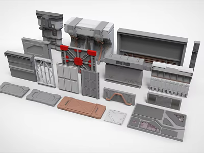 Space and Aerospace Vehicle Structural Components With Modular Panels And Assembly Parts 3d model