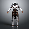 Warrior Character In White Black Armor With Leather Decorations 3D Model Design 3d model