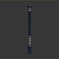 Blue Decorative Column with Ornate Top and Carved Middle Details for Scenery Construction