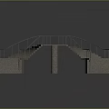 Symmetrical Modern Curved Staircase with Metal Railings Stone Steps and Supporting Pillar
