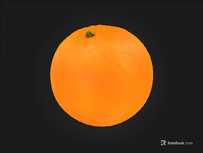 Fresh Ripe Orange with Vibrant Smooth Surface Isolated on Black Background 3d model 