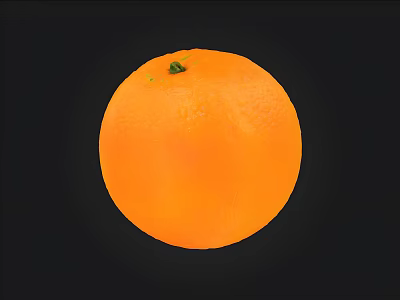 Fresh Ripe Orange with Vibrant Smooth Surface Isolated on Black Background 3d model
