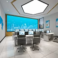 modern monitoring room 3d model