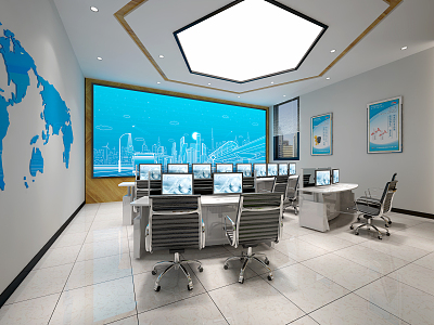 modern monitoring room 3d model