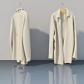 Two Hinged Doors Display With Buttoned Collar And Lapel Design On Hangers Against Grey Wall