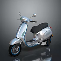 Silver Sleek Scooter With Black Seat Side Mirrors Shiny Wheels And Smooth Body
