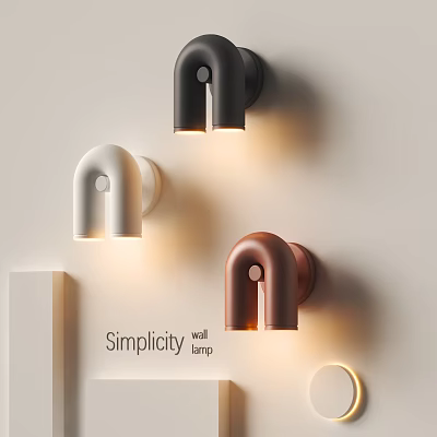 Modern Minimalist Special-Shaped Wall Lamp with Black White Brown Designs for Home Decor 3d model