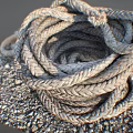 Coiled Thick Gray Woven Rope As Essential Practical Household Living Item