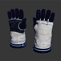White And Black Gloves With Blue Trim And RETO Branding Design