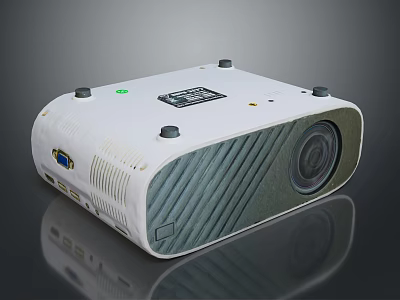 White Compact Projection Surveillance Monitor With Modern Design Lens And Ventilation Slots 3d model