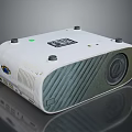 White Compact Projection Surveillance Monitor With Modern Design Lens And Ventilation Slots