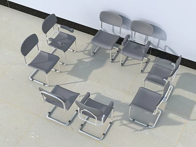 Modern Gray Leisure Chairs With Metal Frame For Minimalist Living Space 3d model