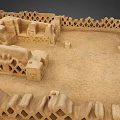 Ancient Architectural Model With Square Structure Lattice Railings And Divided Sections 3d model