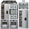 Modern Stainless Steel Wine Cabinet With Multi Layered Racks Glass Door And Lighting