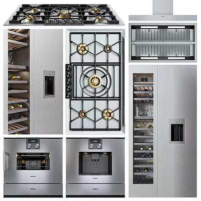 Modern Stainless Steel Wine Cabinet With Multi Layered Racks Glass Door And Lighting 3d model