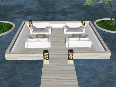 modern outdoor sofa outdoor landscape 3d model