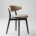 Modern Upholstered Leisure Chair With Beige Backrest Seat Cushion Black Wooden Legs Home Interior