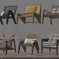 Modern Leisure Chairs Featuring Wicker Details Wooden Frames And Colorful Cushions