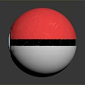 Red and White Pokemon Ball with Black Stripe and Silver Button Shiny Decorative Ornament Set