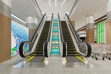 Modern shopping mall elevator 3d model