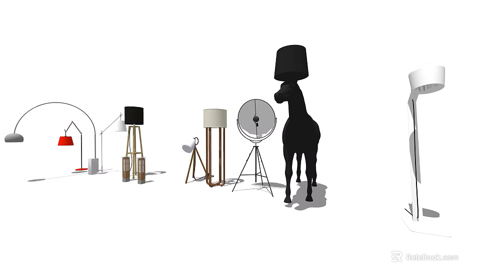 Modern Floor Lamps With Various Designs Shade Shapes And Stand Structures 3d model