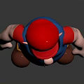 3D Cartoon Character Model With Red Hat Brown Mustache Blue Overalls And Shoes