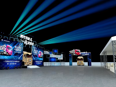 Southern Logistics Two Night Event Stage With Trucks And Lighting Setup 3d model