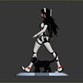 Anime Style Female Game Character With Cat Ears And Black Cat Companion