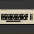Vintage Commodore Electronic Keyboard with White Body Black Keys and Side Key Section 3d model