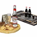 Potato Chips With Cheese Slices Dip Sauces Schweppes And Coca Cola On Ice Tray