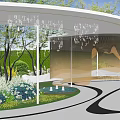 Modern gallery curve Demonstration area Landscape curve Special-shaped landscape gallery 3d model