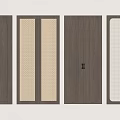 Modern Wooden Brown Wardrobe Doors With Various Panel And Mesh Design Patterns 3d model