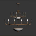 Elegant Golden Chandelier With Multiple Arms And Candle Shaped Bulbs White Base