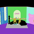 Public Office Space With Orange Walls Arched Design Sofa Area And Plants