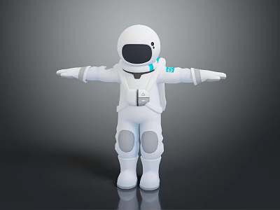 White Astronaut Spacesuit With Modern Design And Blue Accents For Cosmic Fashion 3d model