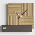 Modern Decorative Wall Clocks With Square Round Designs Wooden Gray Striped Patterns For Home Decor