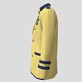 Yellow Double Breasted Coat With Dark Blue Trim Cuff Stripes And Badge