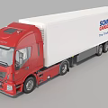 Red IVECO Commercial Cargo Truck With Schmitz Cargobull White Trailer