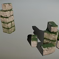 Natural Stacked Stone Formations With Green Moss In Tall And Irregular Stacks