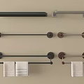 Modern Bathroom Accessories with Wall Mounted Towel Bars Black Silver and Hanging Towels