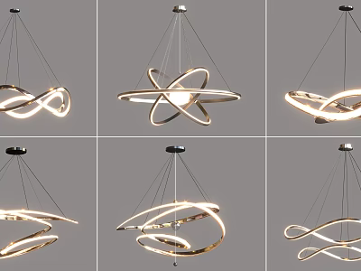 Modern Hanging Chandelier With Sleek Geometric Metal Frame And LED Lighting 3d model