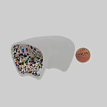 White Curved Coffee Table With Colorful Particle Interior And Smooth Surface